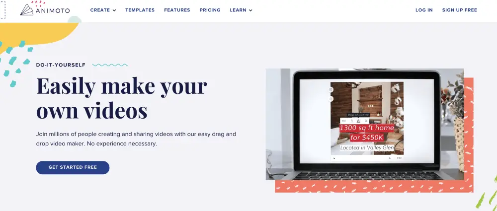 Animoto homepage screenshot
