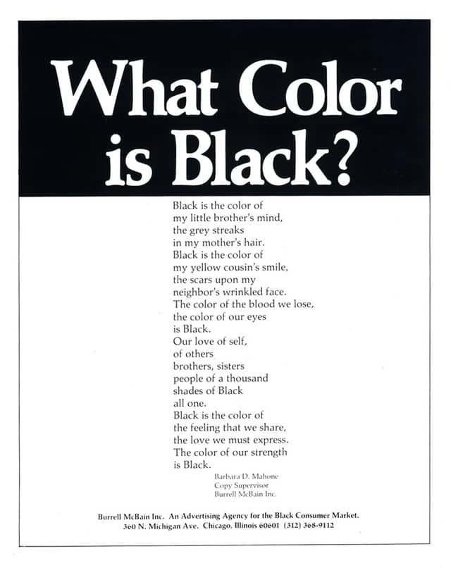 What Color is Black? poem advert by Emmett McBain