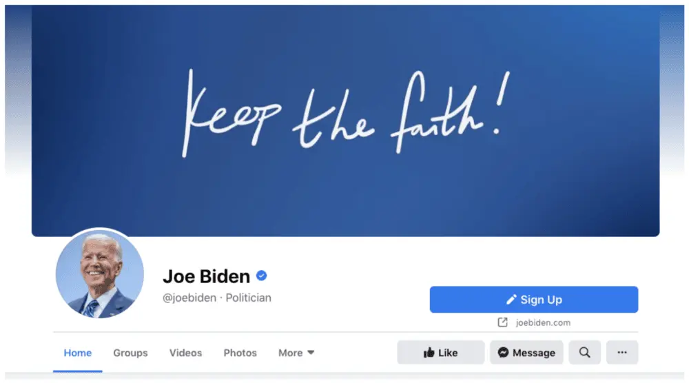 Joe Biden Facebook Cover Image Example
