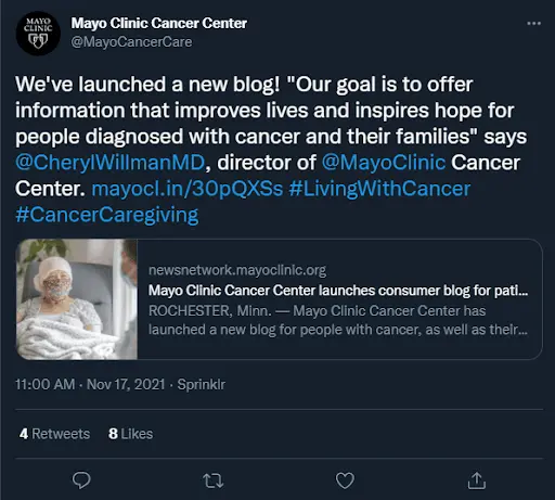 Mayo Clinic tweet