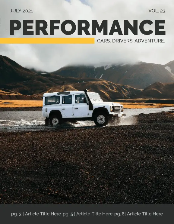 performance car magazine cover