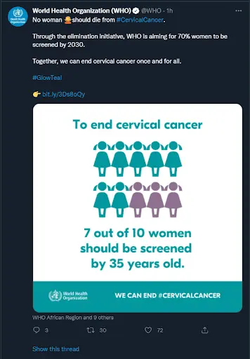 World Health Organization tweet
