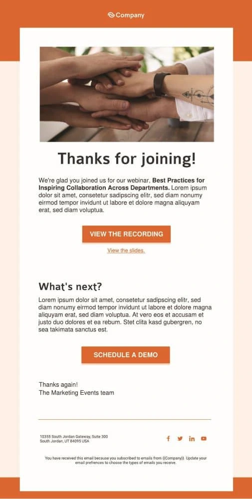 Follow Up Email webinar template