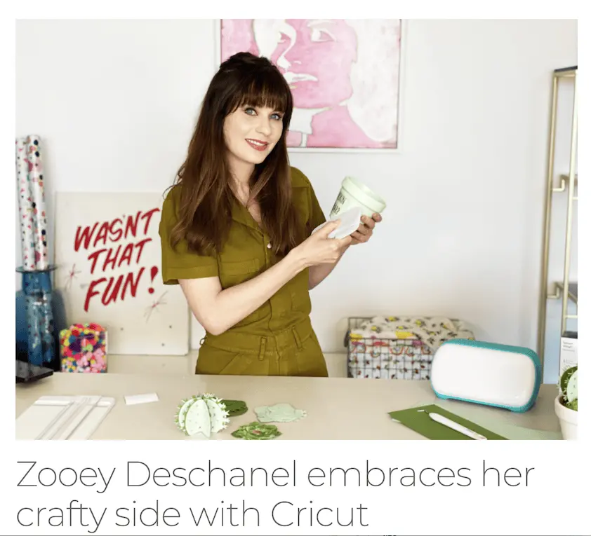 Image of Zooey Deschanel crafting with her Cricut