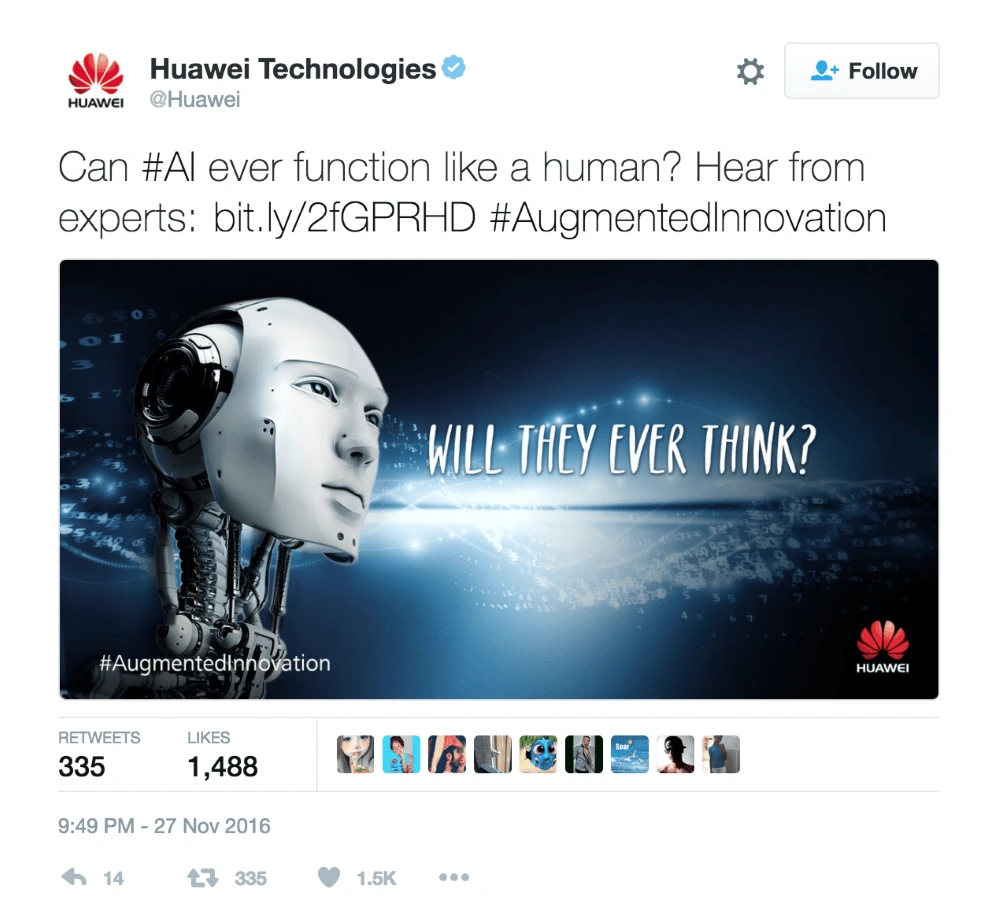 B2B social media campaign, Huawei on Twitter