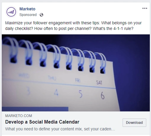 Marketo Facebook ad