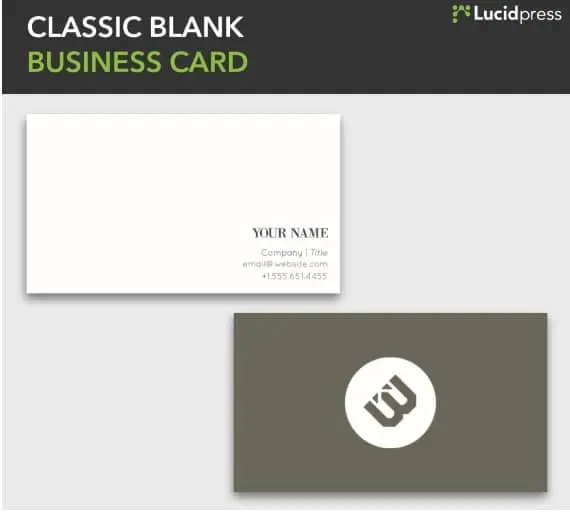 lucidpress classic blank simple business card