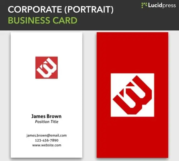 lucidpress corporate portrait vertical business card