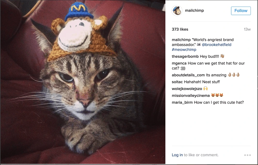 B2B social media, MailChimp on Instagram