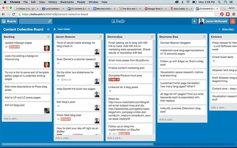 Trello board for organization