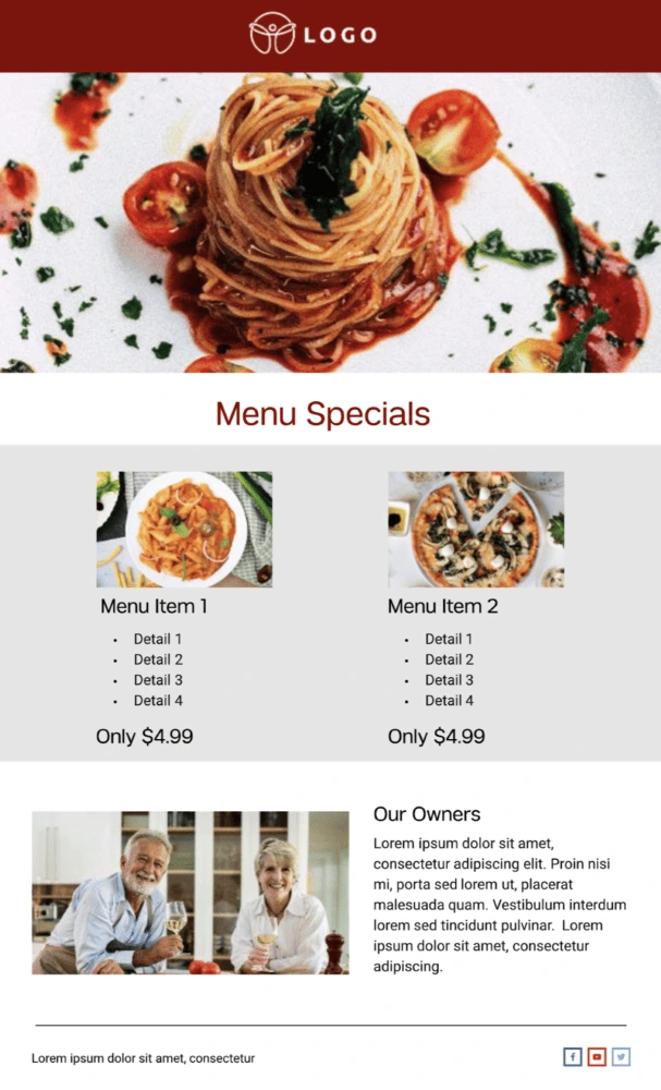 restaurant email newsletter