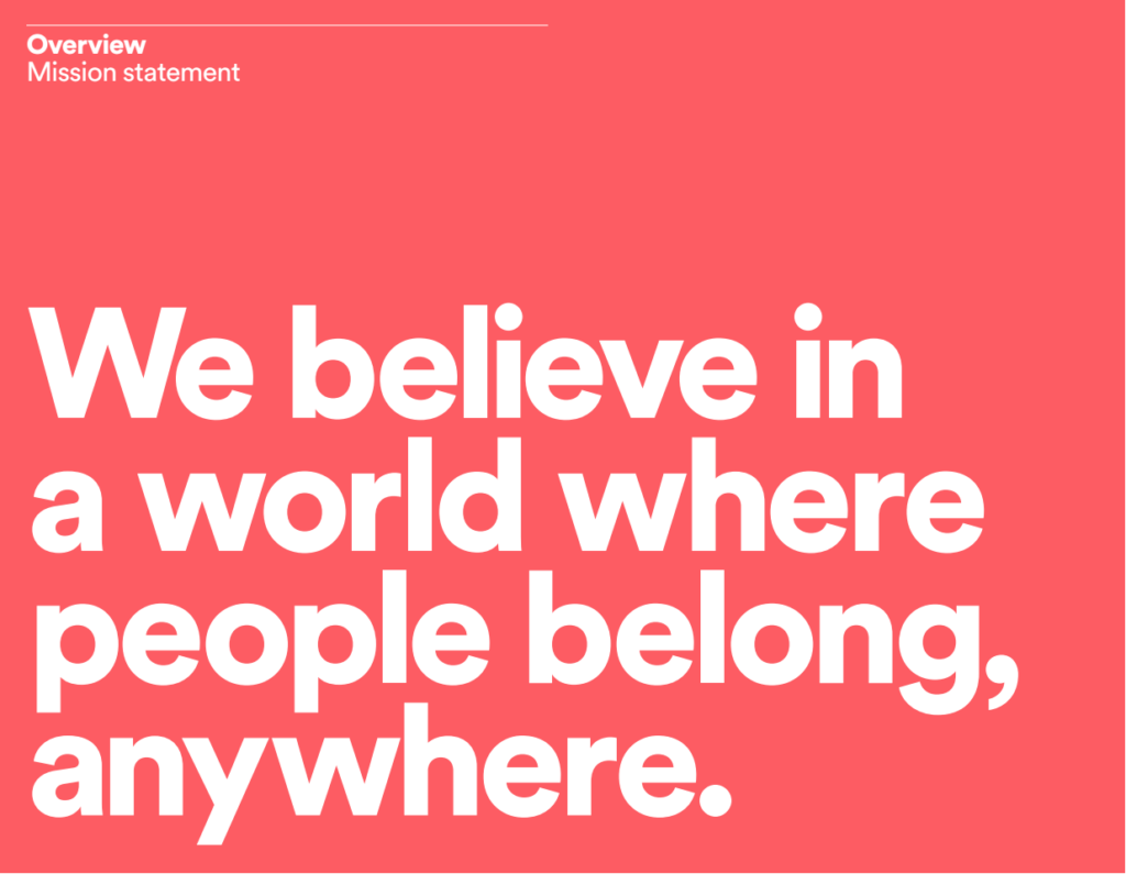 airbnb mission statement