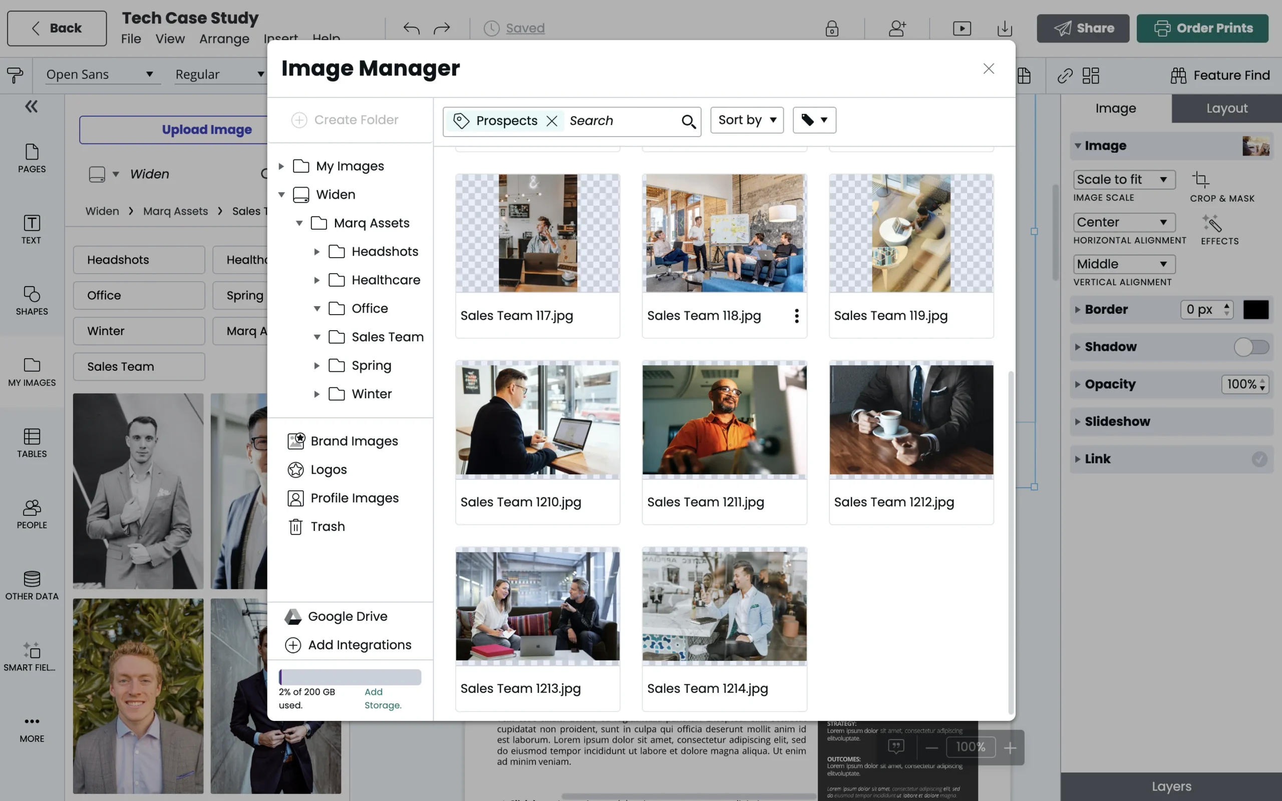 Browse all Acquia DAM media through folders or simply search by the image name or tag.