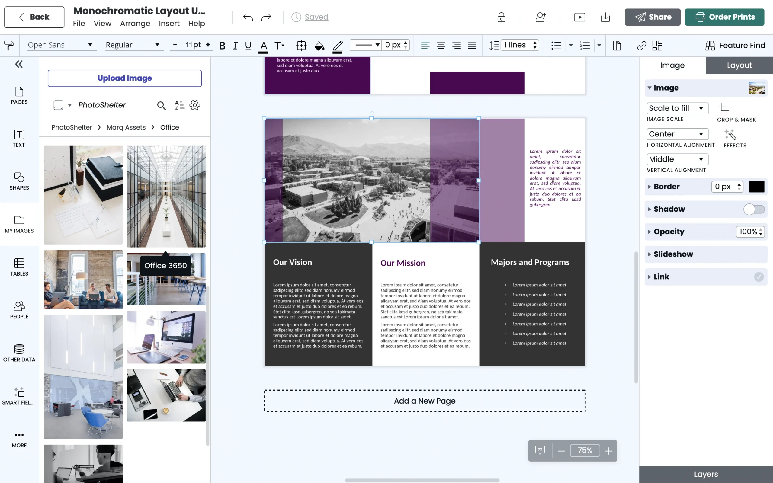 Browse all PhotoShelter media through folders or search by image name or tag.