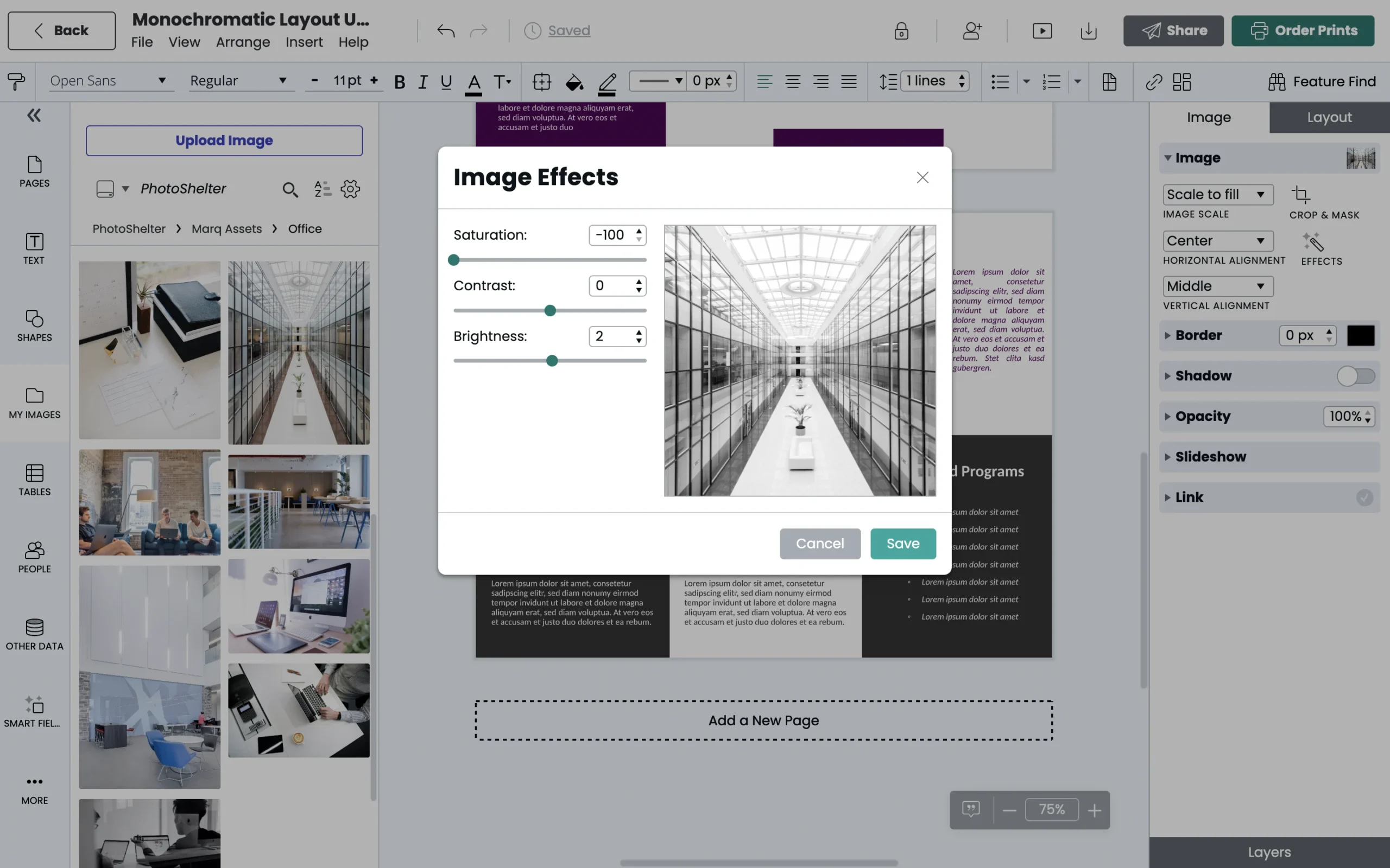 Resize and modify PhotoShelter assets that are uploaded to Marq Editor