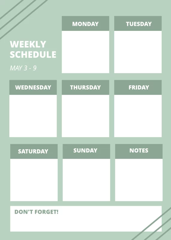 Weekly schedule template