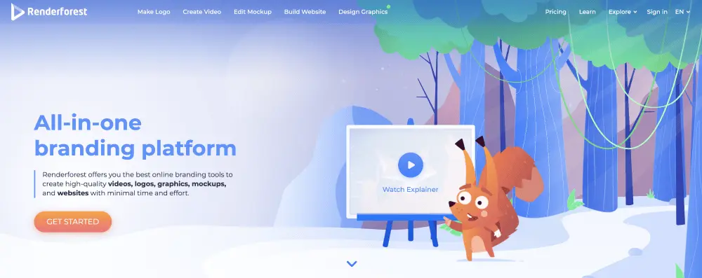 Renderforest homepage screenshot