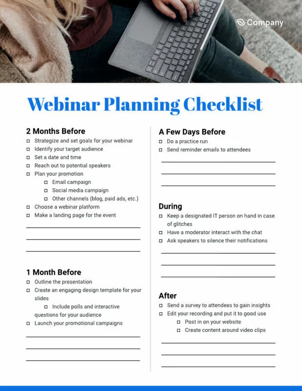 Webinar planning checklist