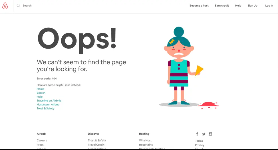 Airbnb 404 page