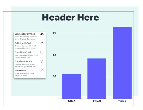 Step 5. Share your bar graph Add your visually stunning bar graph to a Marq templated presentation or dow