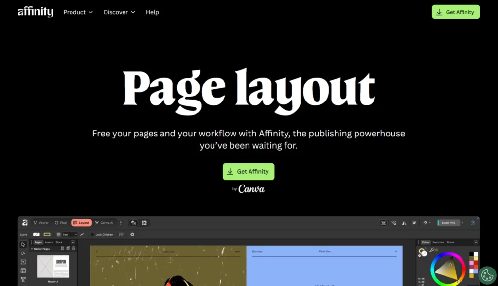 Affinity by Canva home page