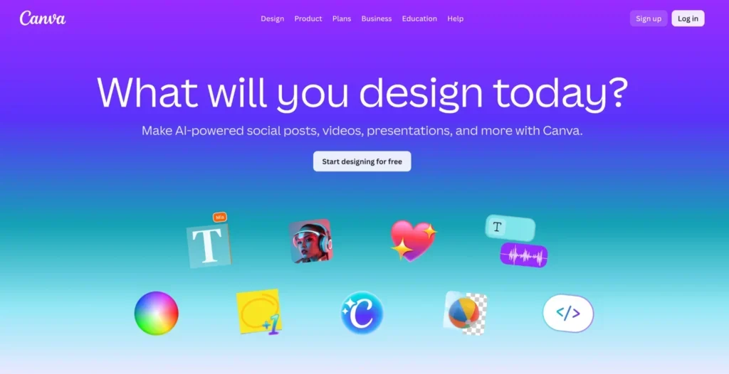 Canva home page