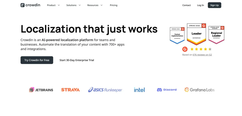 Crowdin homepage
