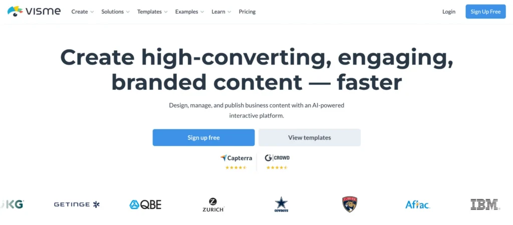 Visme home page