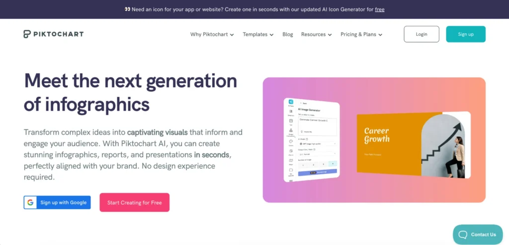 Piktochart home page 
