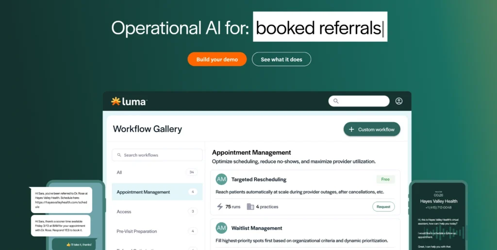 Luma Health homepage